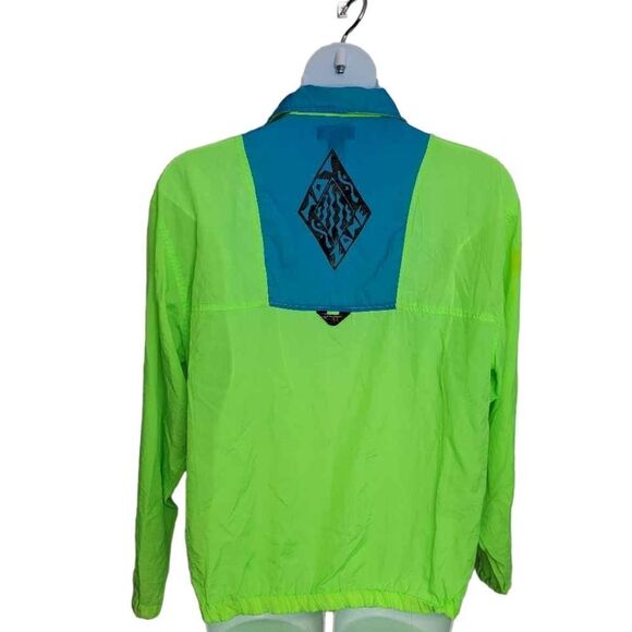 VINTAGE 90s neon florescent pullover quarter zip windbreaker‎ jacket XL - Picture 3 of 10